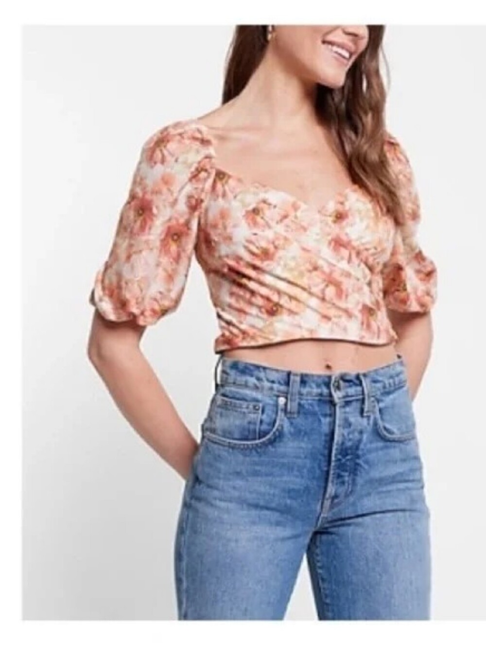 Express Cropped Floral Blouse